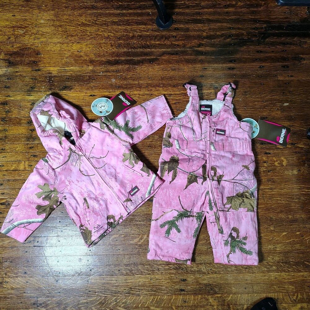 Girls Realtree Berne Sherpa Lined Coat & Overall Set Winter Size 18m NWTS